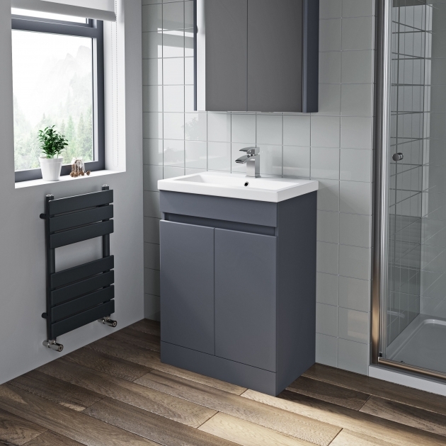 Alluring Grey Gloss Bathroom Furniture Photo