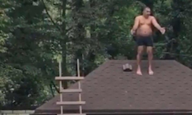 Alluring Guy Falls Off Roof Then Stairs Photo