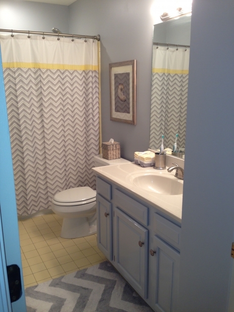 Alluring Yellow Grey And White Bathroom Decor Picture