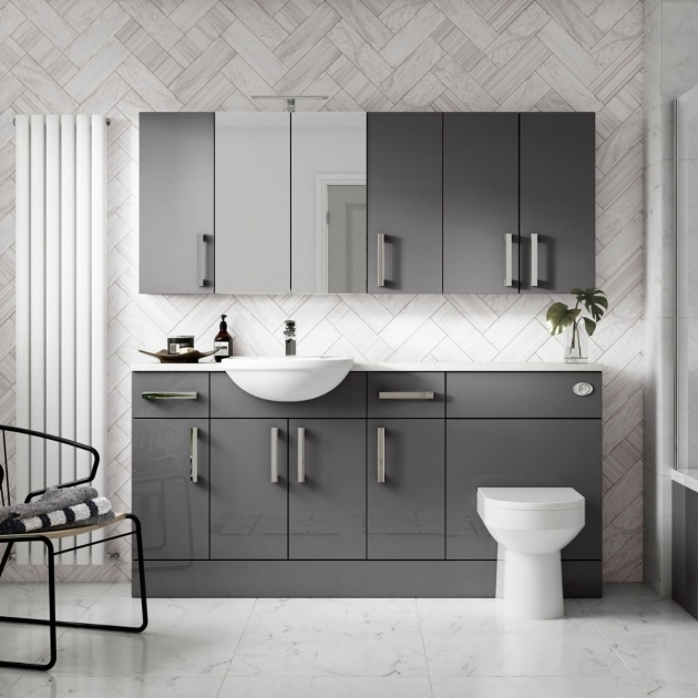 Awesome Grey Gloss Bathroom Furniture Photo