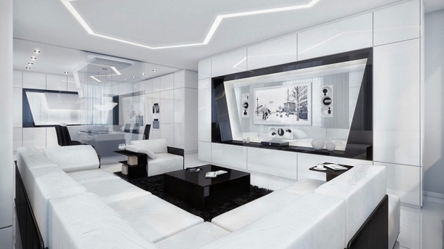 Awesome White Living Room Modern Design Image