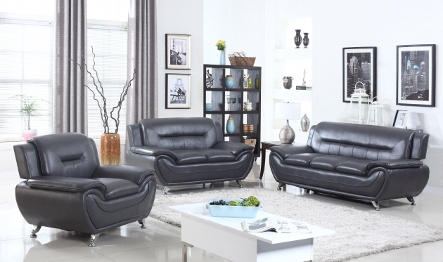 Best Norton Black Faux Leather Modern Living Room Sofa Picture