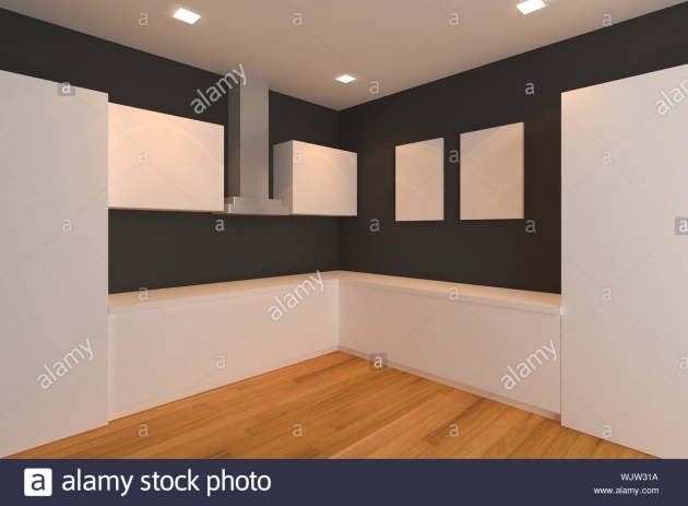 Classy Kitchen Empty Interior Photo