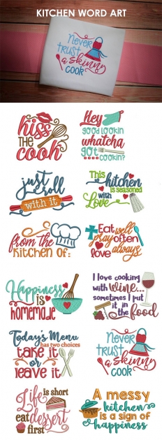 Classy Kitchen Quotes Embroidery Design Photo