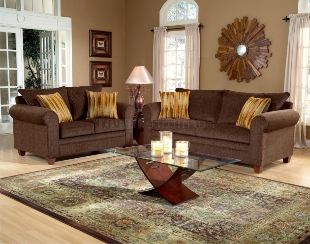 Classy Living Room Decor With Brown Couch Pic