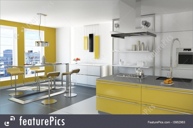 Classy Modern Yellow Kitchen Image