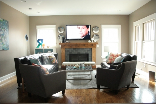 Classy Narrow Living Room Layout With Fireplace And Tv Image