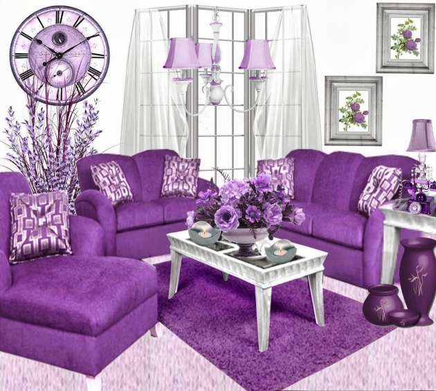 Classy Purple Living Room Decor Photo