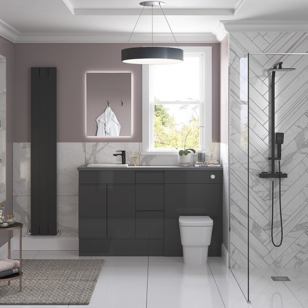 Fantastic Grey Gloss Bathroom Furniture Picture