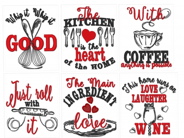 Fascinating Kitchen Quotes Embroidery Design Pic