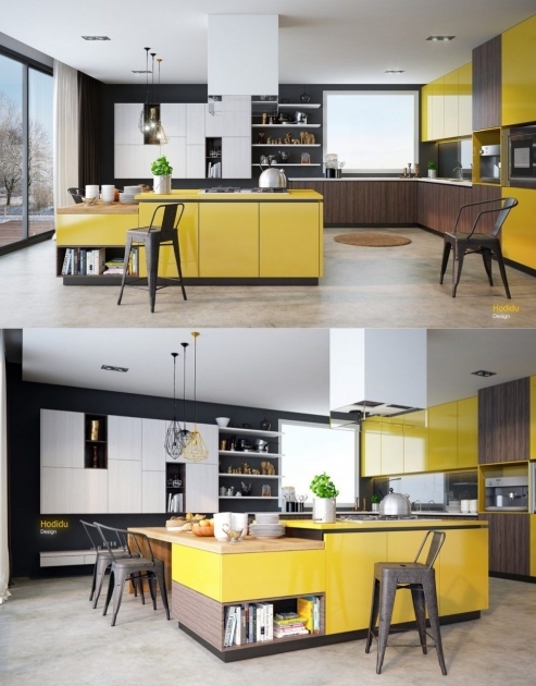 Fascinating Modern Yellow Kitchen Photo
