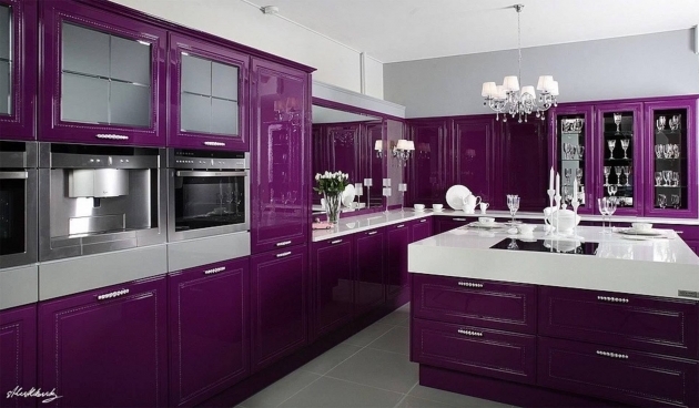 Fascinating Purple Decor Kitchen Photo