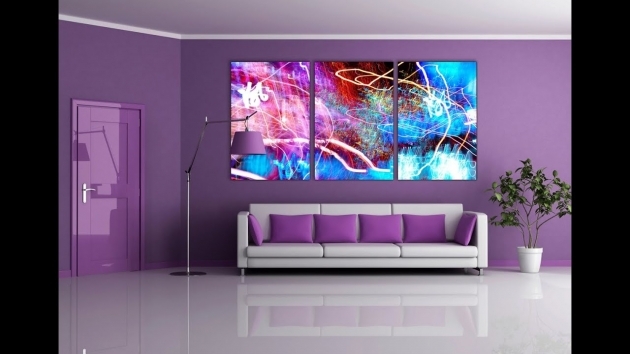 Fascinating Purple Wall Decor Living Room Image