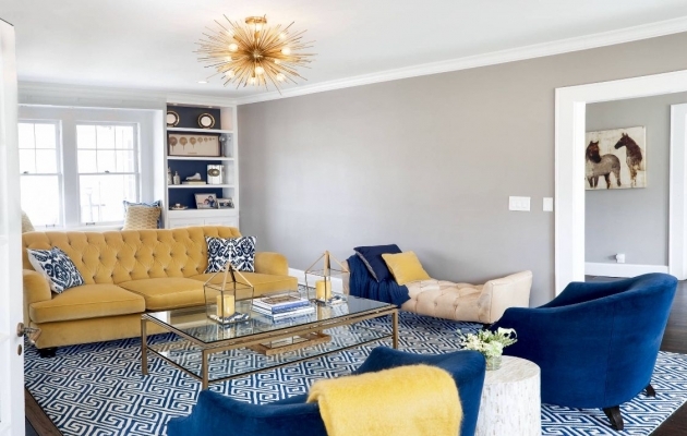 Good Blue Living Room Yellow Sofa Picture