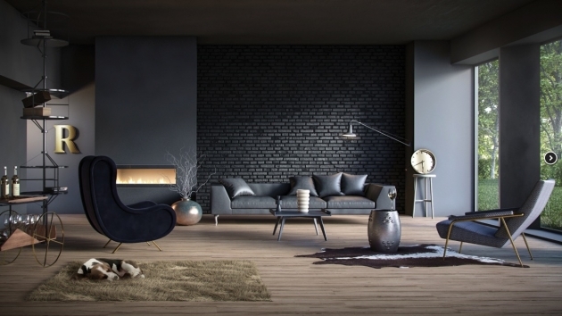 Good Dark Living Room Interior Design Picture