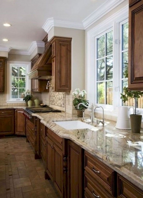 Gorgeous Kitchen Decor Brown Cabinets Picture