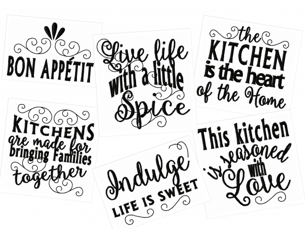 Inspiration Kitchen Quotes Embroidery Design Photo