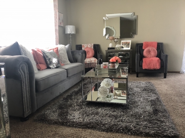 Inspiring Peach And Gray Living Room Decor Picture