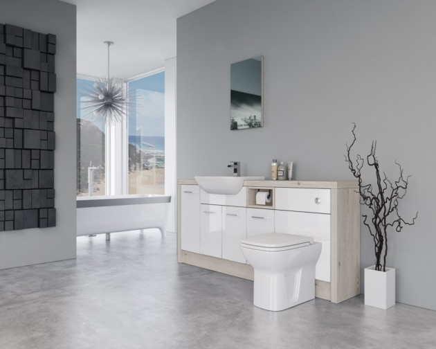 Interesting Bathroom Fitted Furniture White Gloss Pic