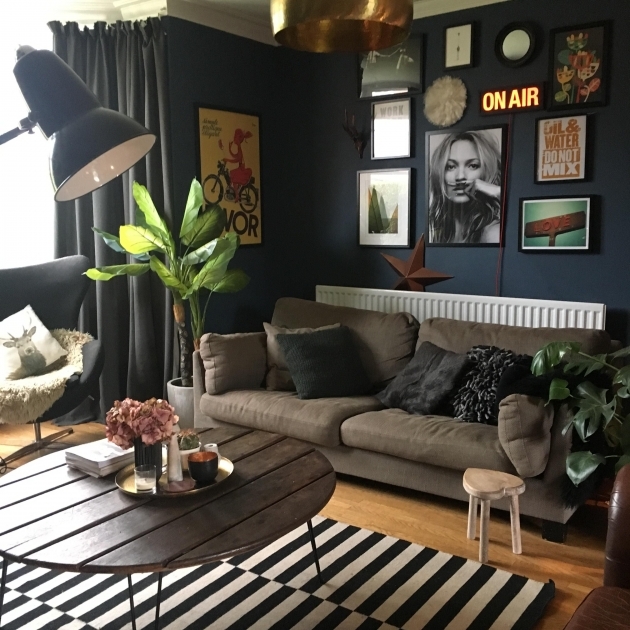 Interesting Dark Living Room Interior Design Image