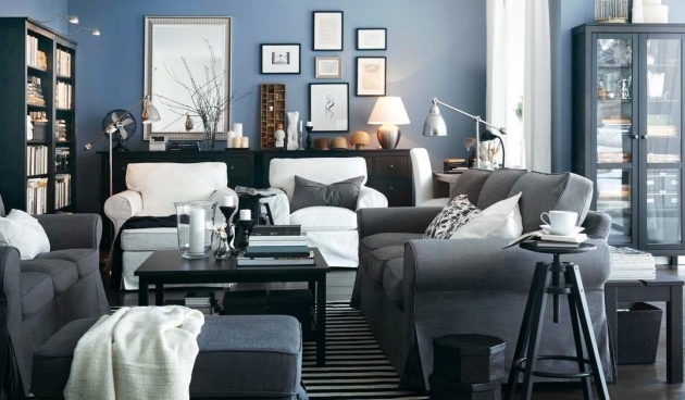 Interesting Navy Living Room Decor Pic