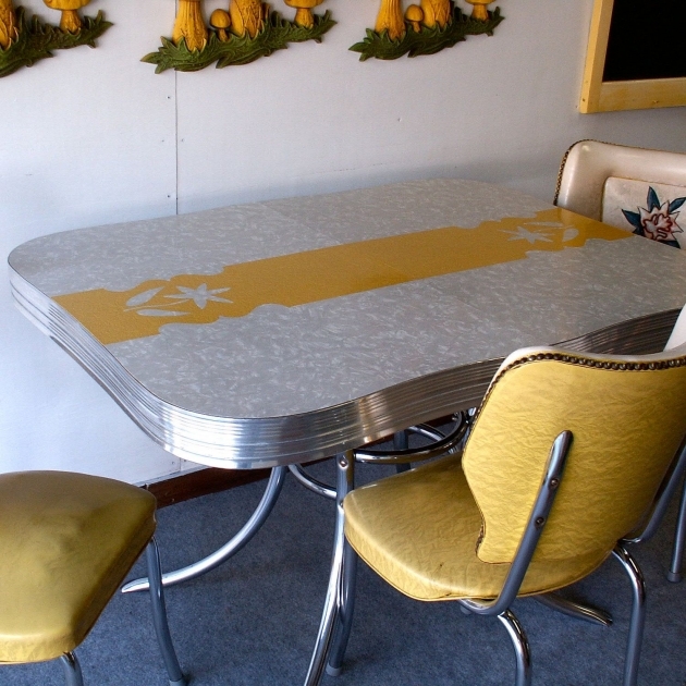 Interesting Yellow Retro Kitchen Table And Chairs Pic