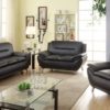Norton Black Faux Leather Modern Living Room Sofa