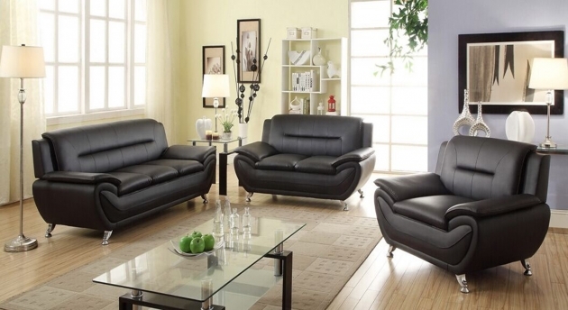 Nice Norton Black Faux Leather Modern Living Room Sofa Pic