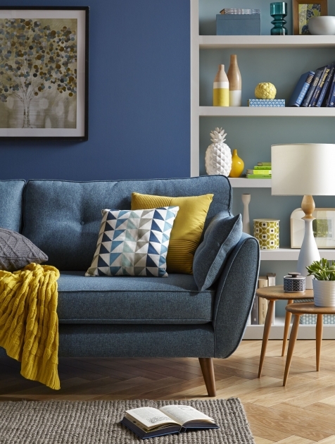 Outstanding Blue Living Room Yellow Sofa Pic