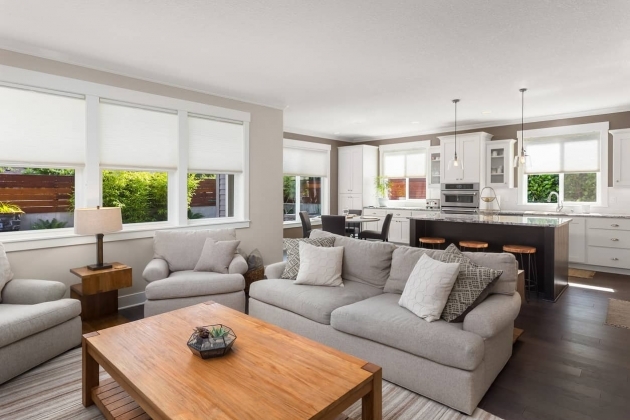 Outstanding Interior Design For Living Room With Open Kitchen Picture