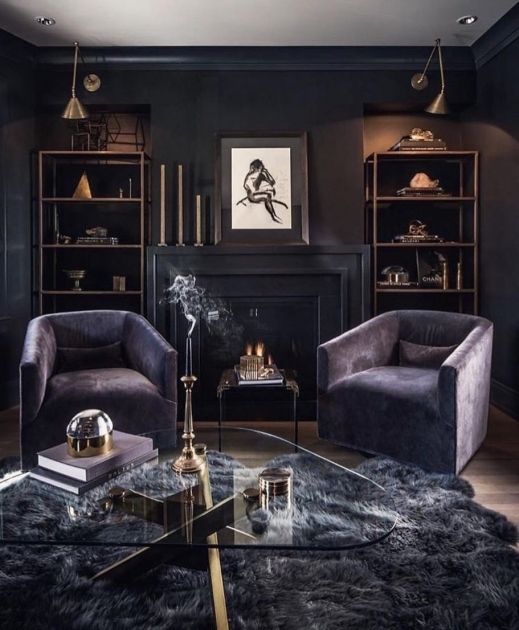 Splendid Dark Living Room Interior Design Picture