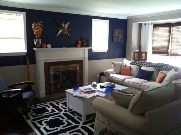 Splendid Navy Living Room Decor Pic