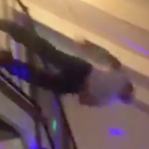 Guy Jumps From Stairs To Table