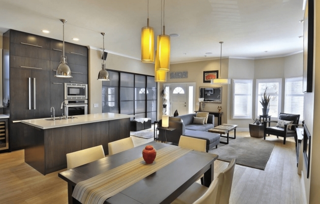 Stylish Kitchen Open Plan Design Picture