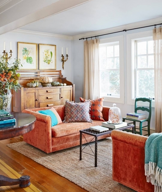 Stylish Orange Living Room Furniture Image