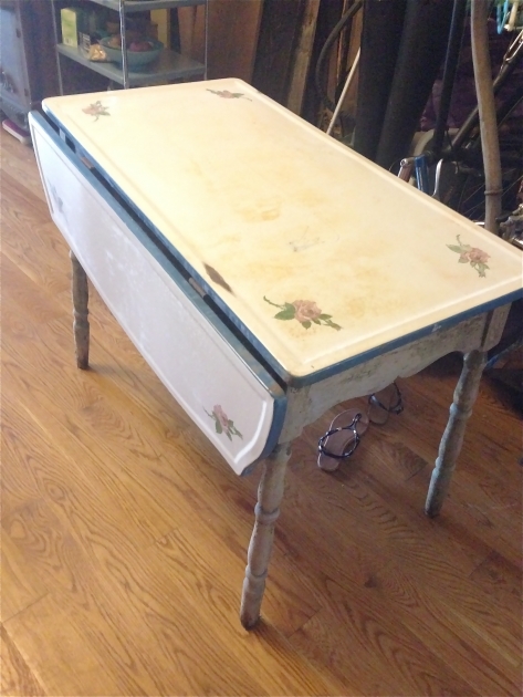 Stylish Vintage Enamel Kitchen Table For Sale Image