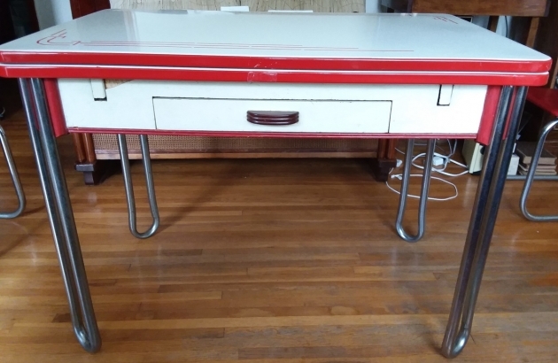 Surprising Vintage Enamel Kitchen Table For Sale Pic