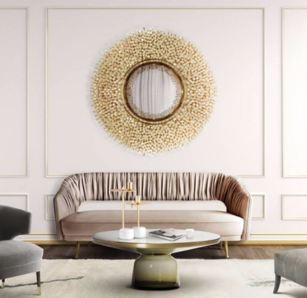 Wonderful Modern Mirror Design For Living Room Pic