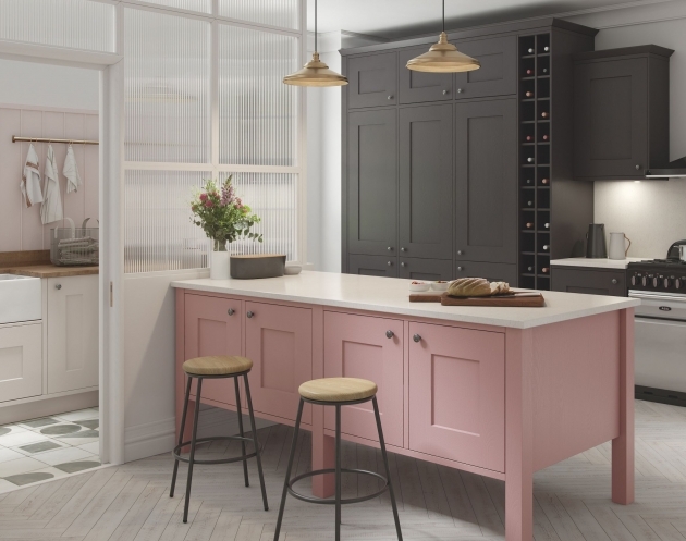 Wonderful Pink And Grey Kitchen Decor Pic